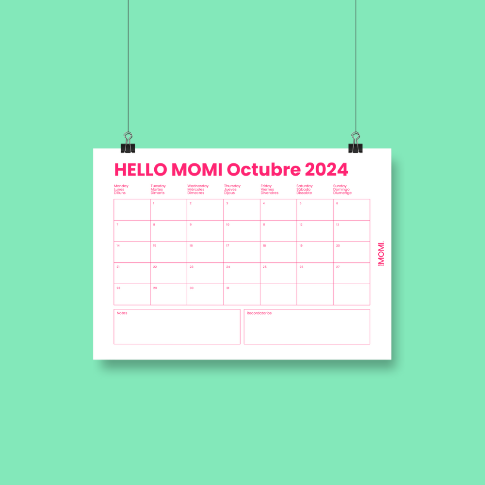 Calendario HELLO MOMI octubre 2024 