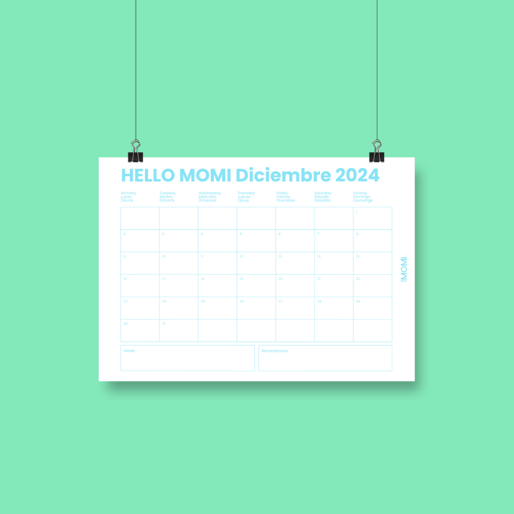 diciembre 2024 plantilla gratuita hello momi