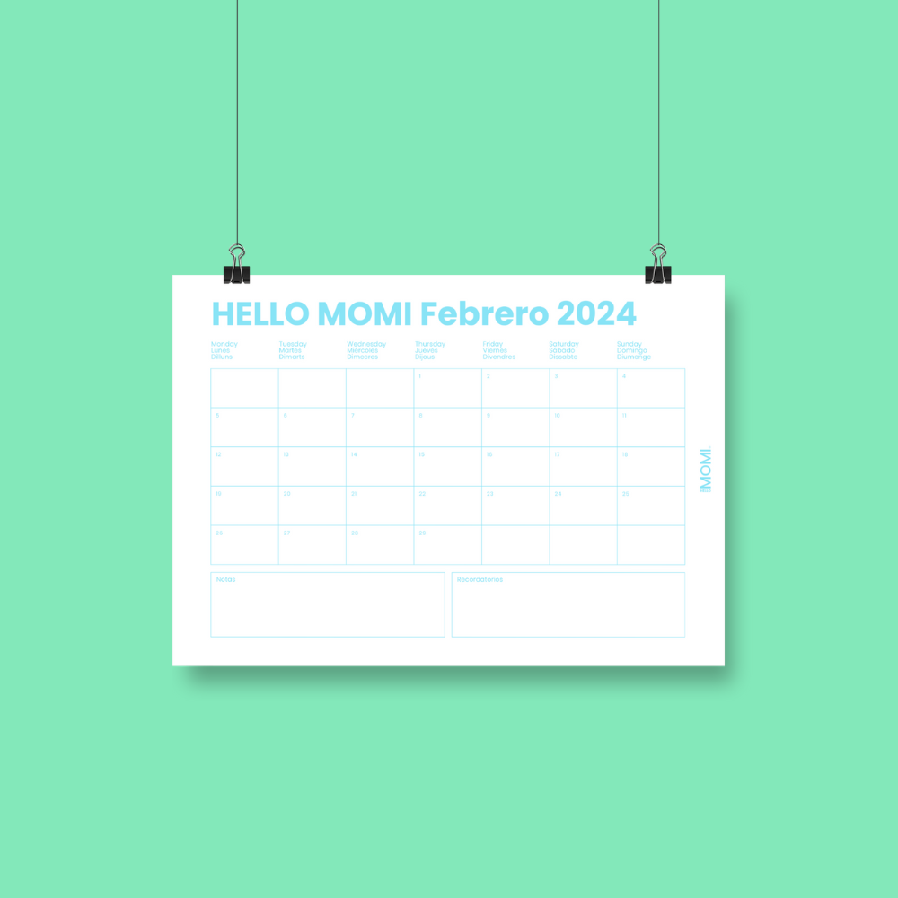 Calendario 2024 febrero HELLO MOMI